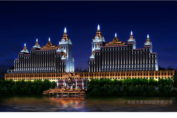 云南湄公河人家酒店楼体亮化设计